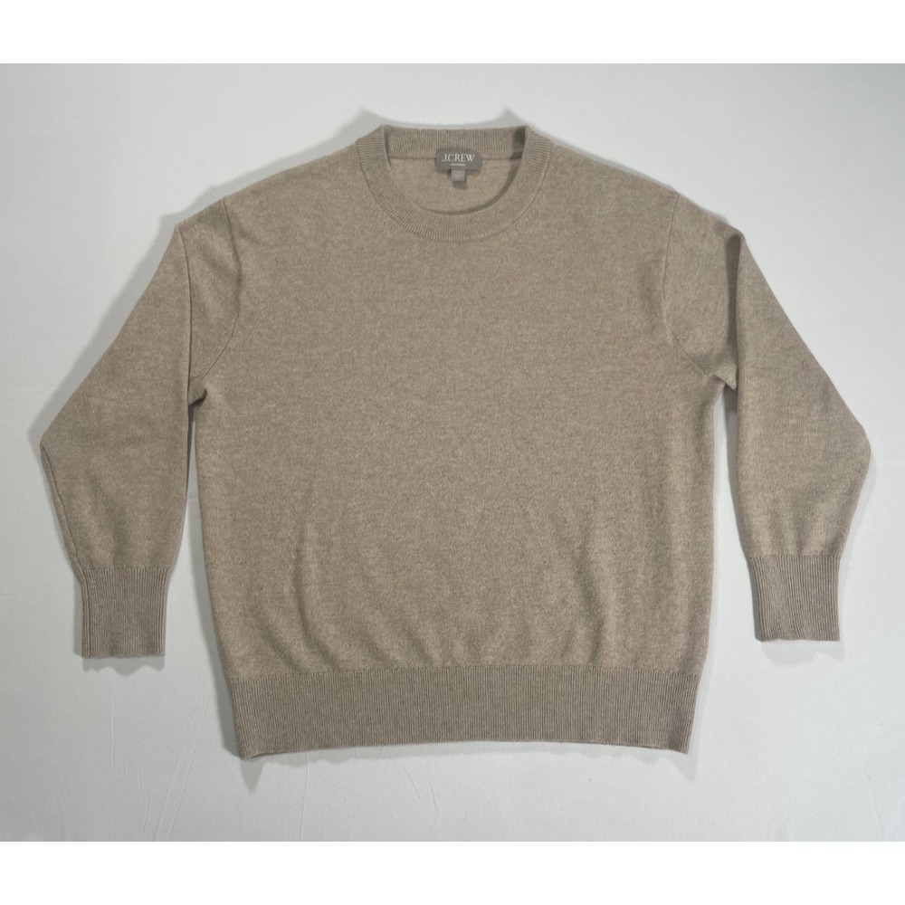J.Crew Women's Cashmere Relaxed‎ Crewneck Sweater Tan Size XS CB905